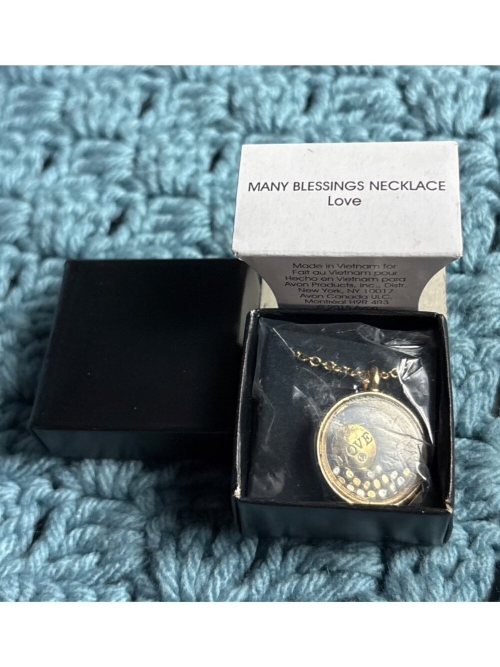 Avon Many Blessings Necklace Love Goldtone New in Box